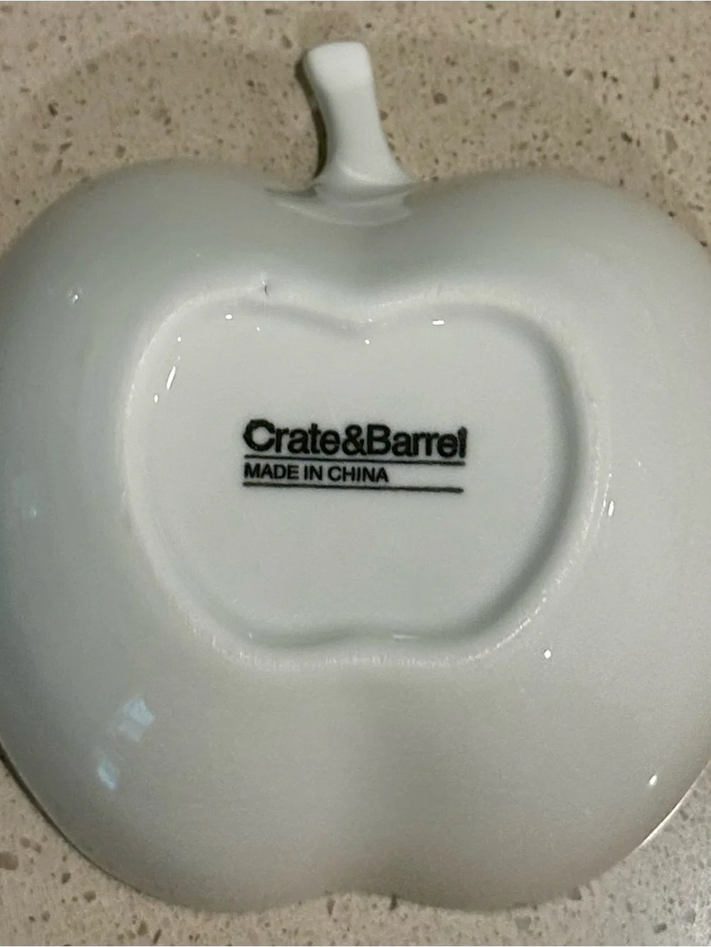 Crate&Barrel White Ceramic Apple Trinket Dish